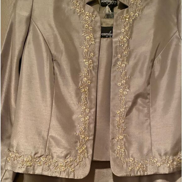 Positive Attitude 3 Piece Mother Of The Bride Dress  10P Beaded  Embroidered - Picture 3 of 10